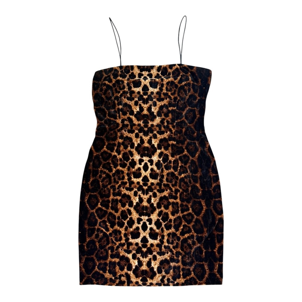 AQUA Women's Leopard Velvet Mini Dress Bloomingdales Exclusive Y2K S Tuscan Mom - Picture 2 of 4